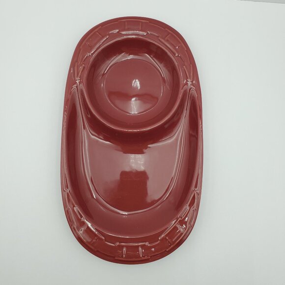 Longaberger Woven Traditions Paprika Soup & Sandwich Plate Oval Lunch Snack Tray - Picture 4 of 6